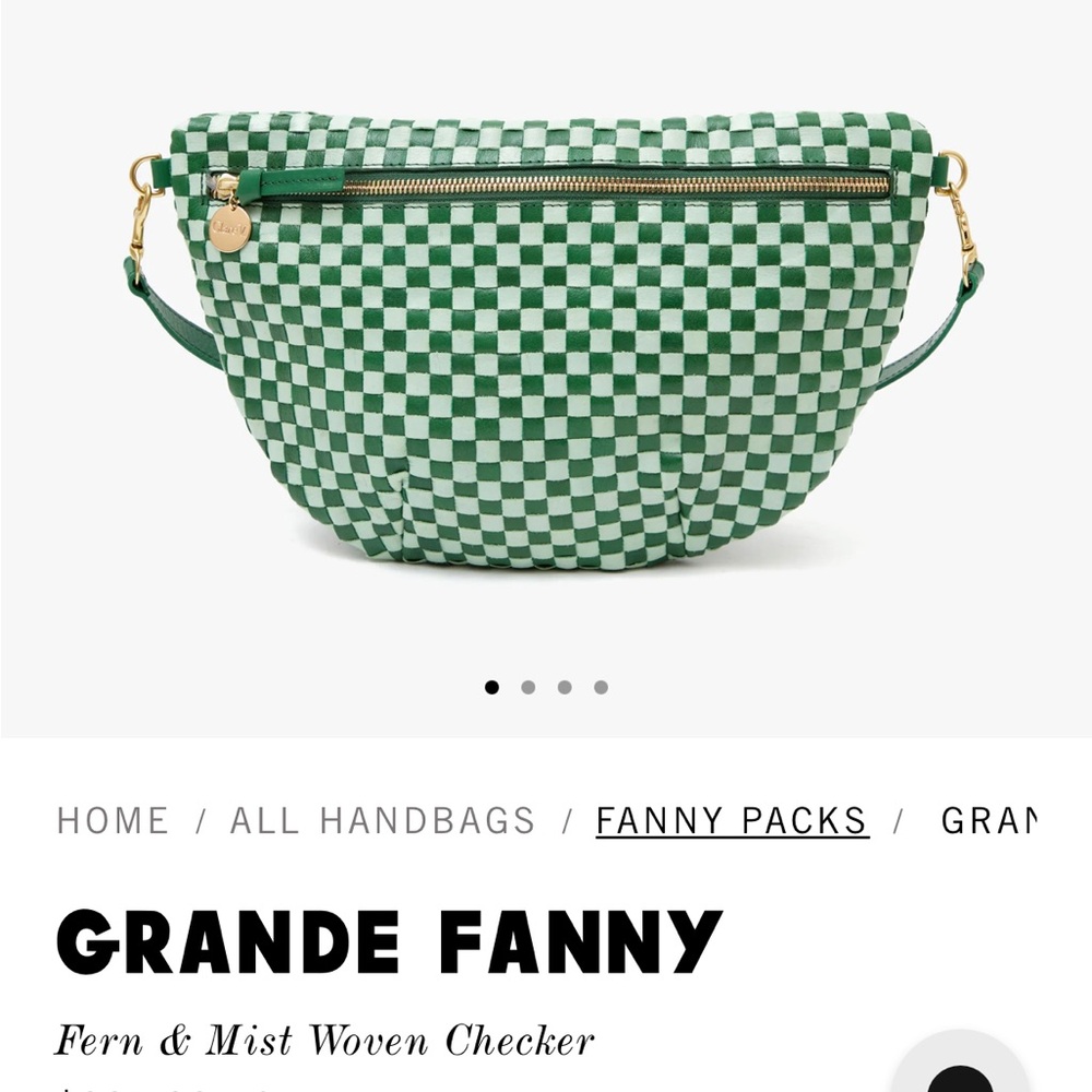 Clare V Grande Fanny Fern/Mist Handwoven Checker - NWT